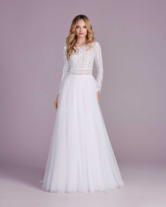 Suknia ślubna, długi koronkowy rękaw, Elizabeth Passion, literaA, boho