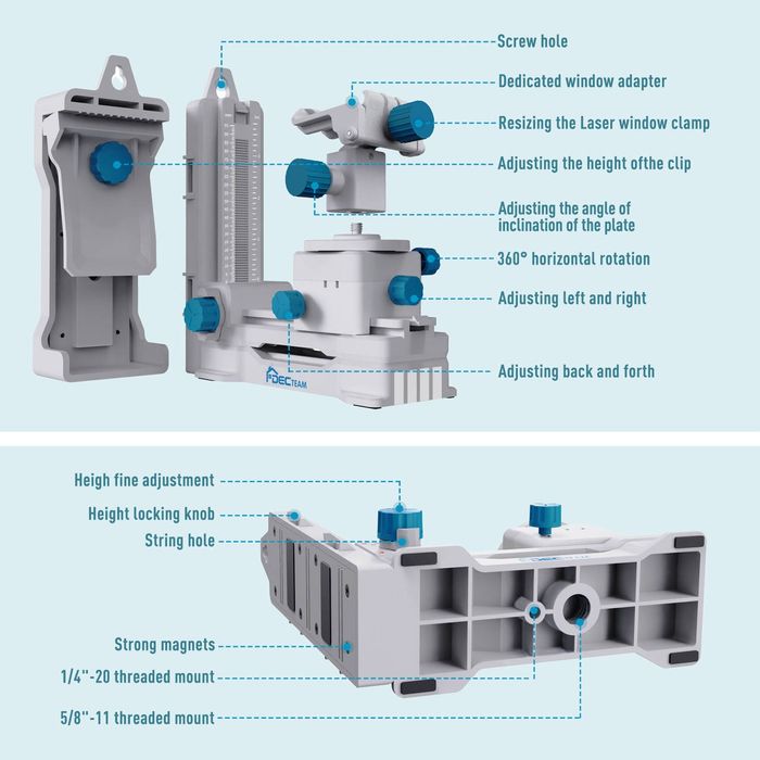 Магнітний кронштейн для лазерного рівня + з прищіпкою,Huepar,DecTeam
