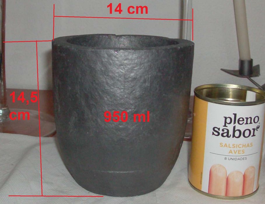 Cadinho para fundição -  8,5 kg - medidas nas fotos (+-950 ml)
