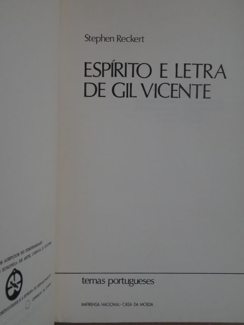 Espírito e Letra de Gil Vicente de Stephen Reckert