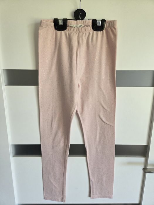 2x legginsy szare brokat H&M r. 134cm 8-9lat