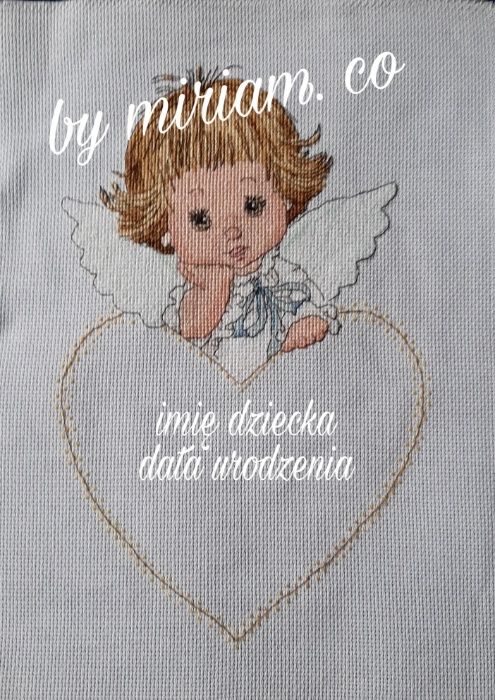metryczka chrzest pamiątka prezent haft krzyzykowy