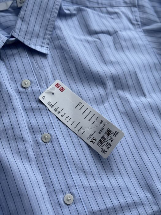 Бавовняна сорочка (у смужку) Uniqlo блакитна, розмір XS