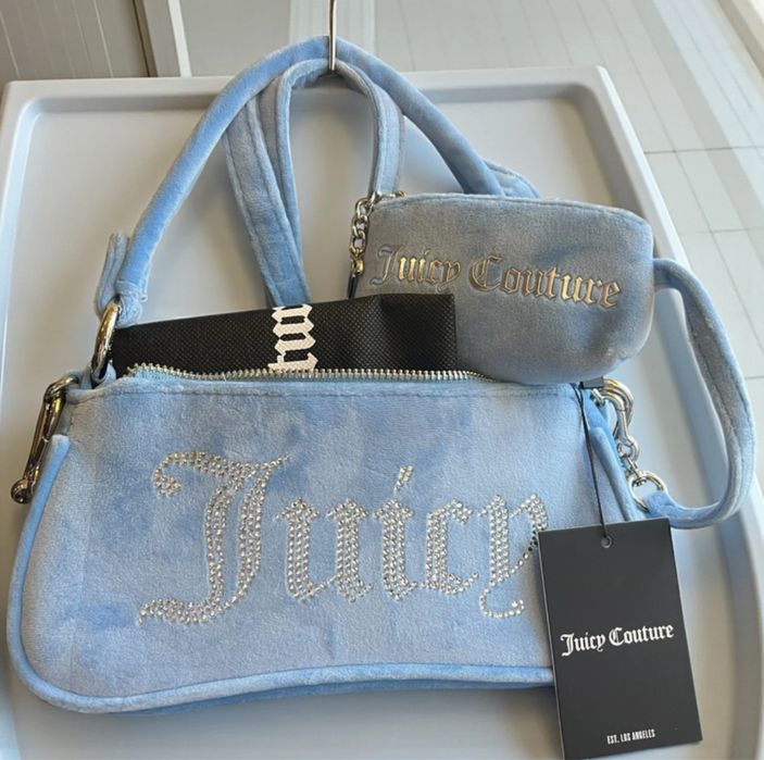 Juicy Couture Torebka Nowa Metki Oryginalna Welur Saszetka Niebieska