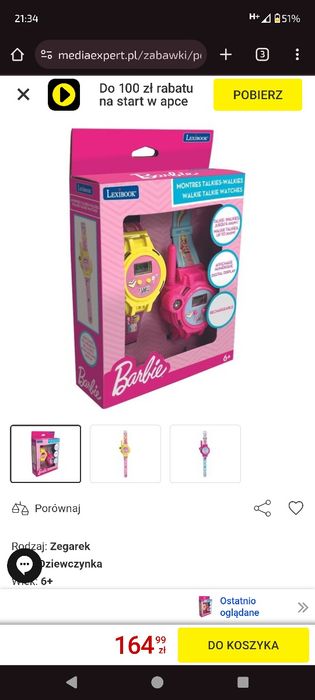 Zegarki Krótkofalówki Barbie 2w1