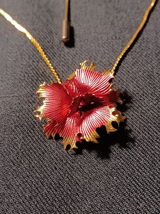 Zestaw biżuterii Cerrito Red Flower lata 70-te