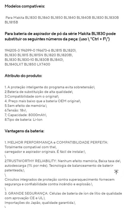 Bateria para máquinas Makita