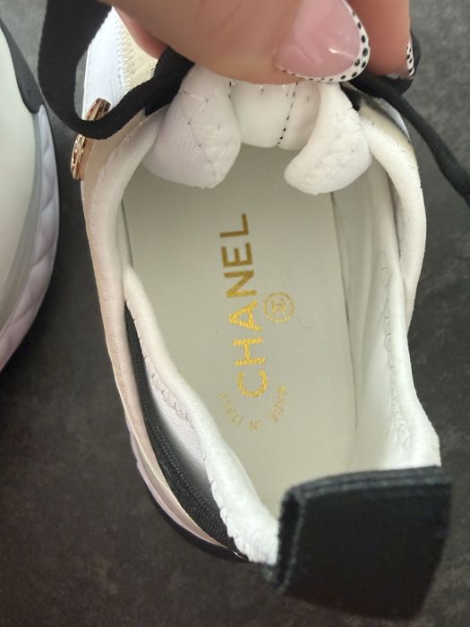 Sneakersy damskie  Chanel, platforma, czarno-białe