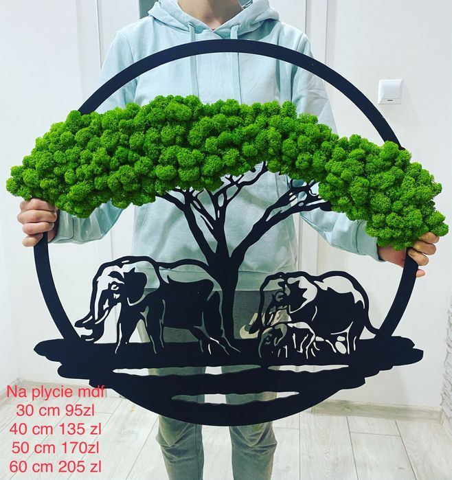 Słonie 30 cm mech