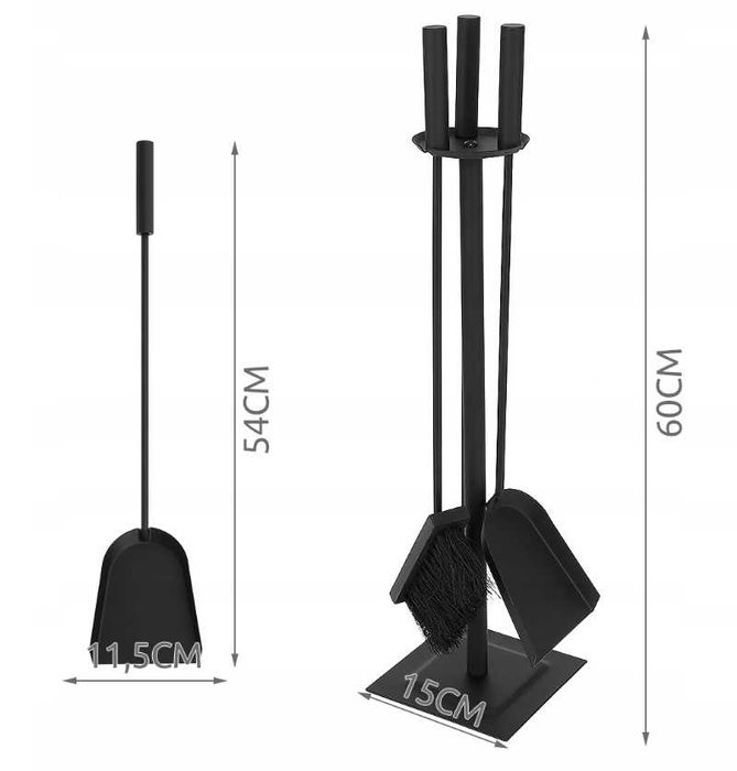 Zestaw Kominkowy Przybory Do Kominka Szufelka Zmiotka Pogrzebacz 3x