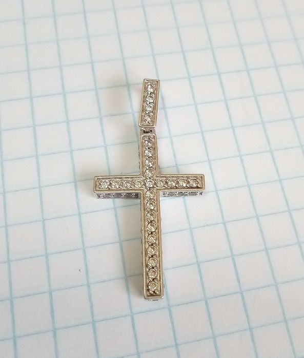 Хрестик кулон підвіска. Срібло 925 проба. З каменями