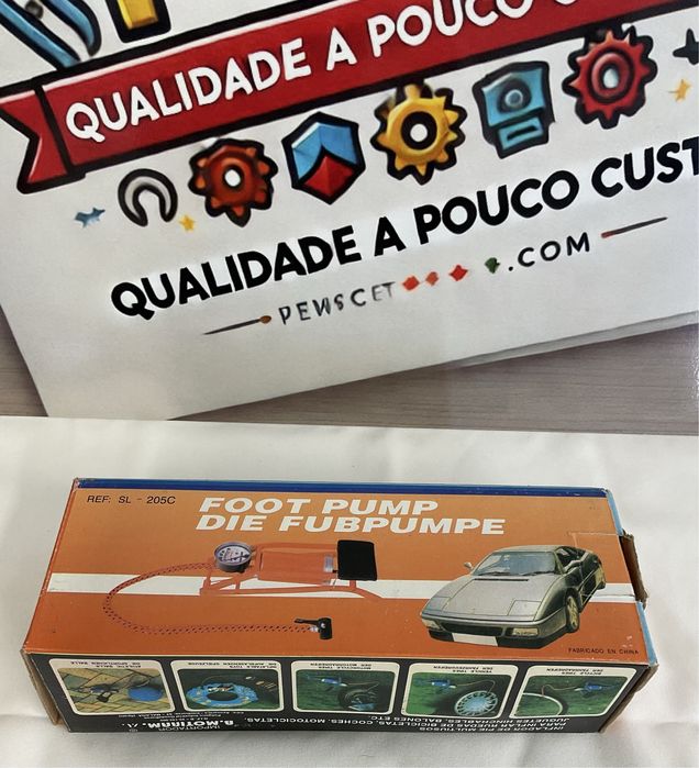 Bomba de Pé Cilindro com Manómetro e Adaptadores