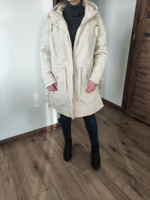 Kurtka kremowa ocieplana 50 5XL Bonprix
