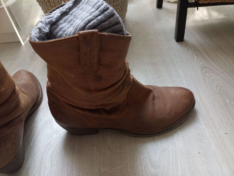 Steve Madden buty kowbojskie skórzane brązowe