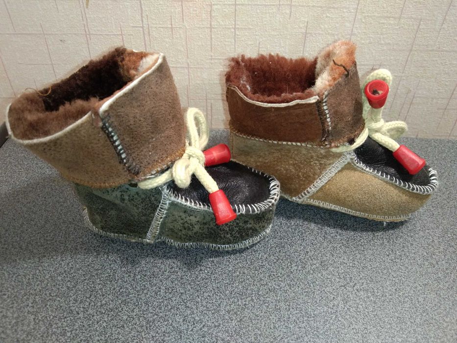 Кожаные пинетки на цигейке 18р. 11см