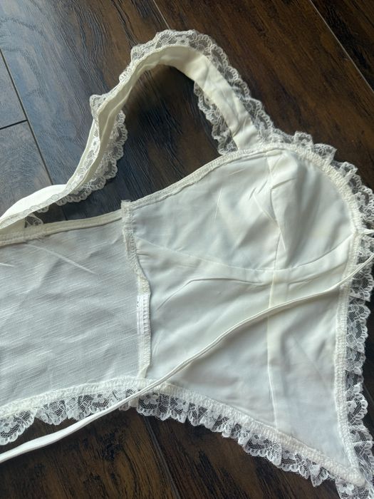 Biały top coquette koronka lace white Xs white lato summer