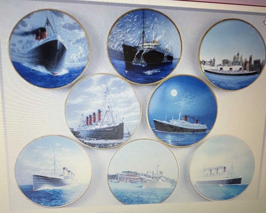 Coleção 8 pratos porcelana "A Idade de Ouro dos Transatlânticos"