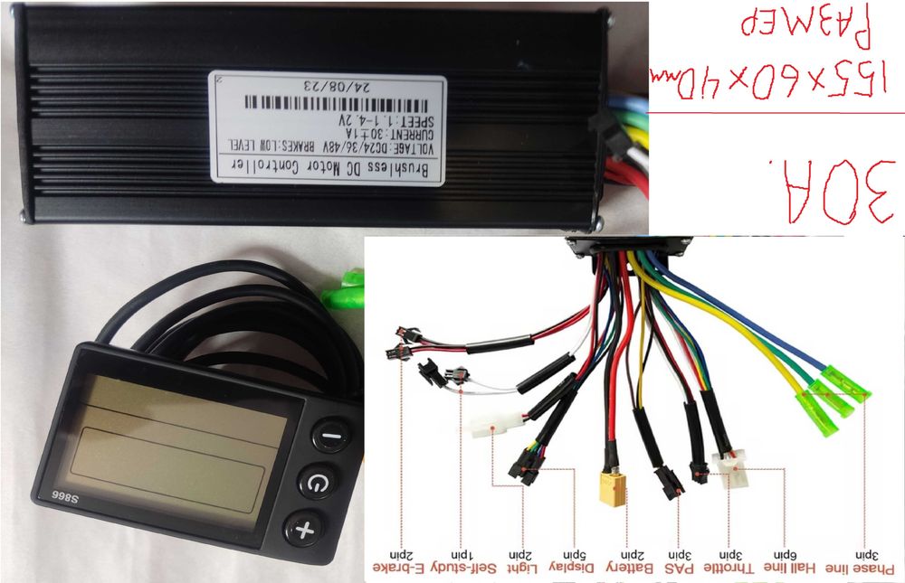 Синусный контроллер с дисплеем 24v/36v/48v/52/60v 350w 500w 1000w 1500