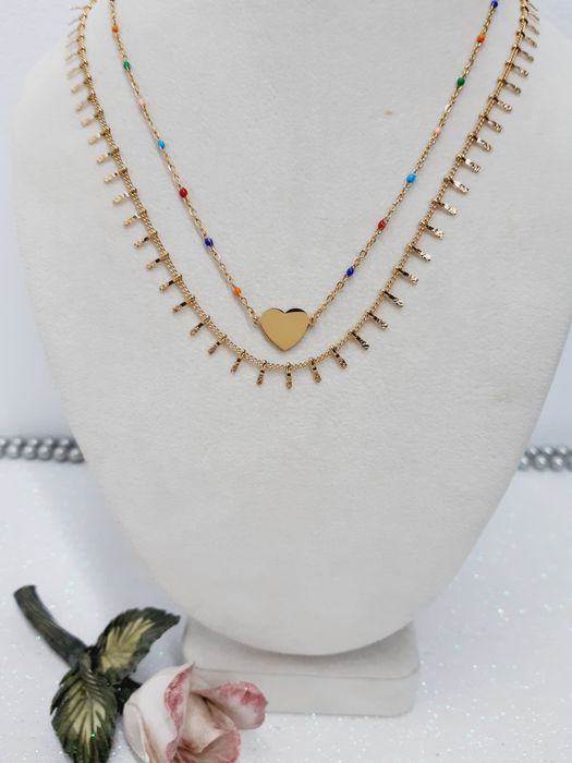 Colar duplo em aço inoxidável