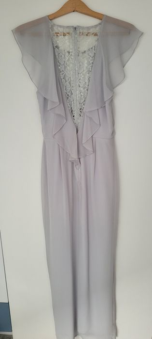 Sprzedam długą szarą suknię rozm.38