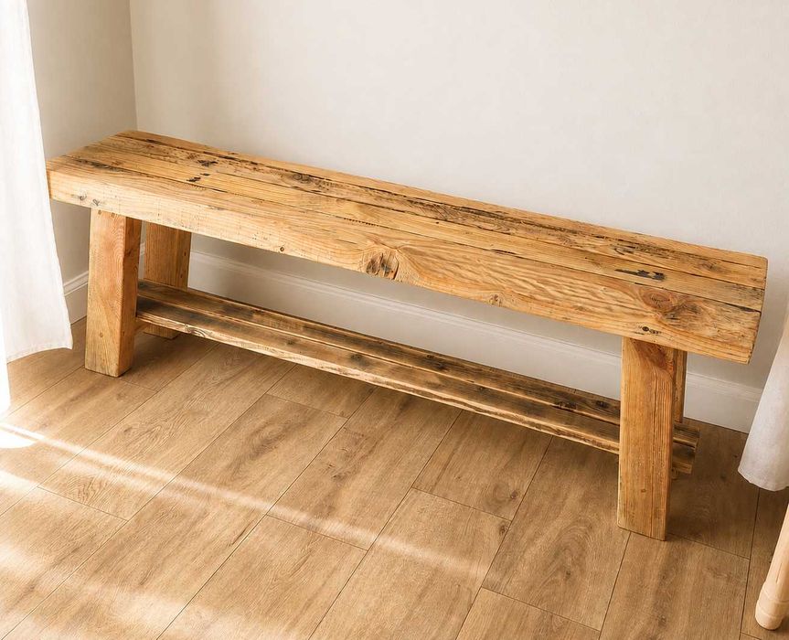 Konsola drewniana rustykalna 100 cm | lite drewno z odzysku