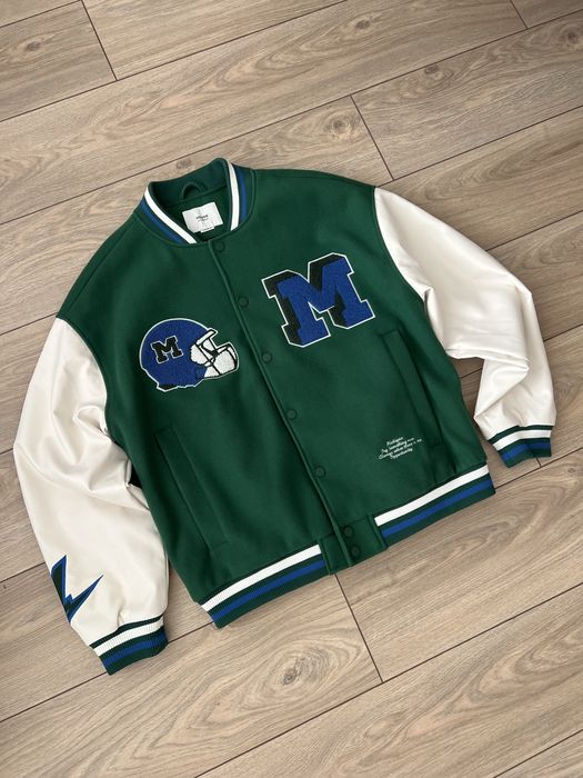 Бомбер House Varsity Jacket | Green / White | College Style
