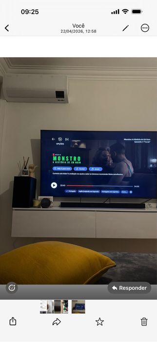 Movel TV suspenso branco com vidro e led 180 x 30 (C X L )
