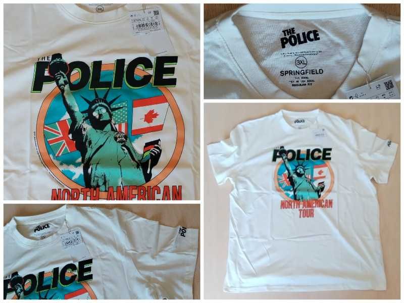 T-shirt branca Springfield com estampa banda The Police tamanho XXXL