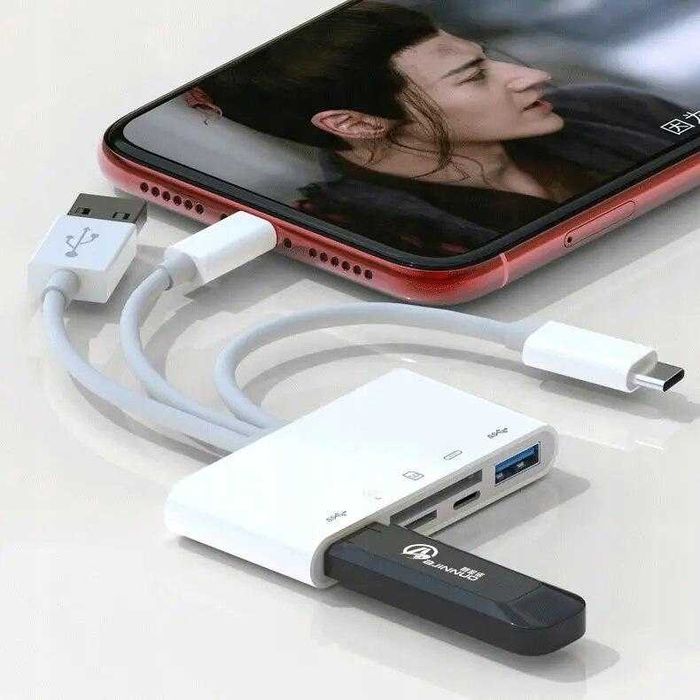Czytnik Kart Micro SD MMC USB-C Lightning USB iPad Samsung iPhone 5w1
