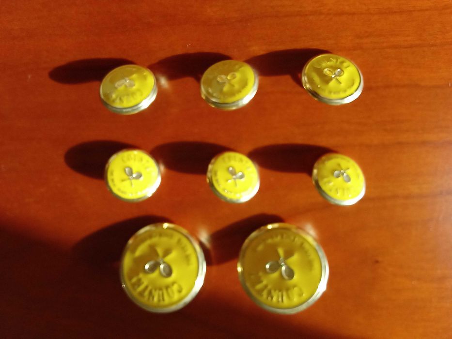 8 botões amarelos de costura