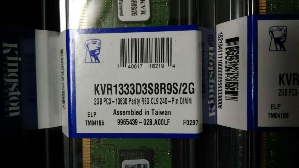 Memórias Kingston NOVAS 1333MHz 2GB com ECC servidor64738429902337124
