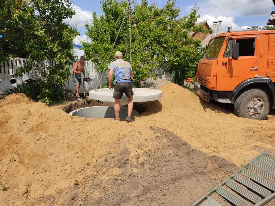 Бетонные кольца ЖБИ  колодец Септик сливная под ключ  земляные работы