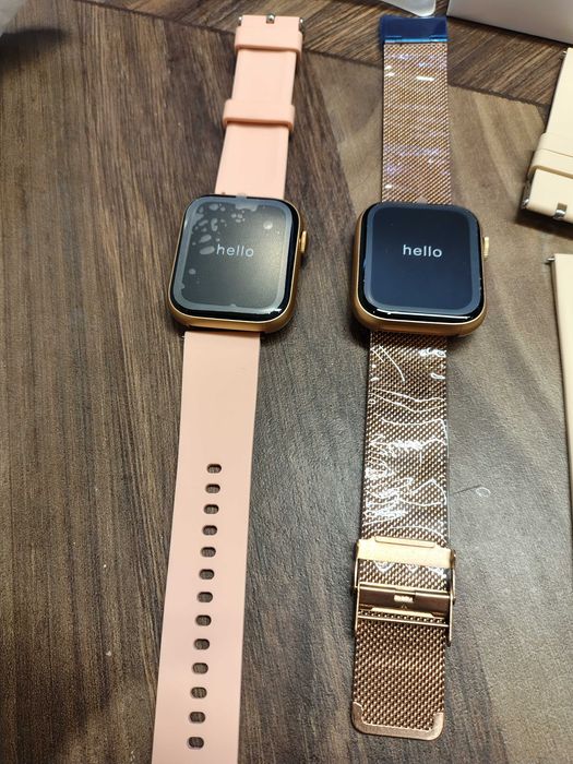 Lige Złoty gumowy beżowy pasek Bluetooth smartwatch zegarek