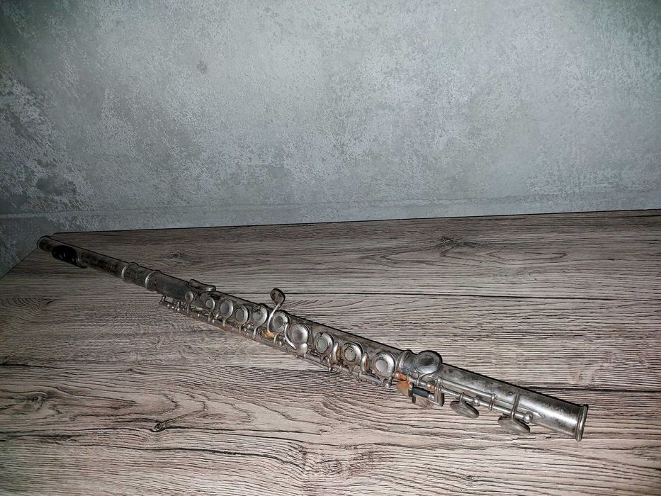 Flet srebrny antyk starocie gramofon monety instrumenty