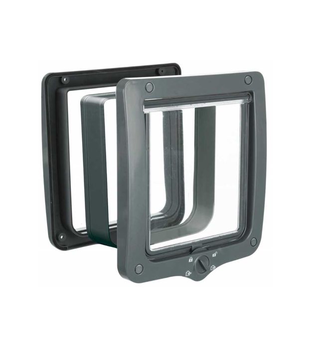 Trixie drzwiczki wahadłowe XXL 4-way z tunelem dla kota, białe/szare