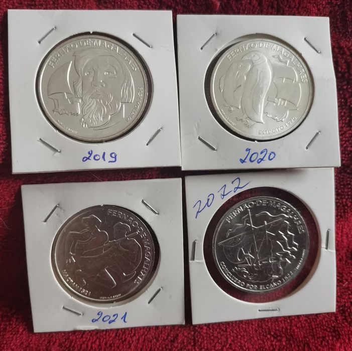 Conjunto das moedas prata Fernão Magalhães