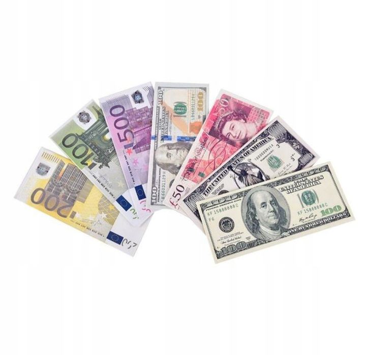 Portfel dolary euro, płótno NOWY