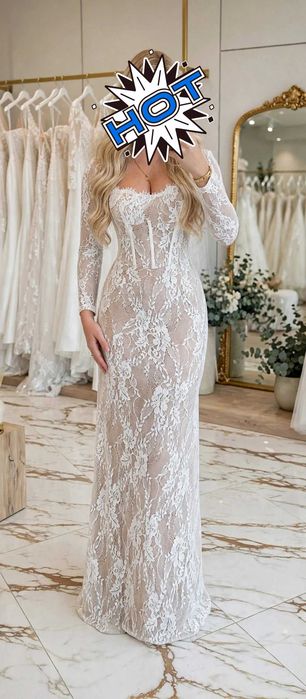 Wieczorowa elegancka ivory na ślub poprawiny przebranie
