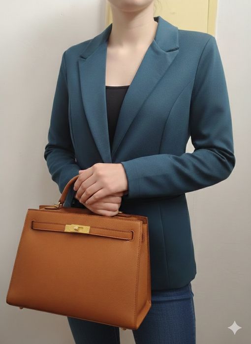 Blazer azul elegante e confortável- Made in Italy - Tamanho L - Novo!