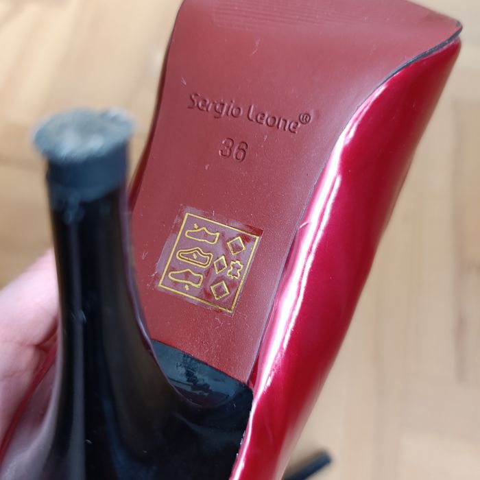 Buty na obcasie szpilki czerwone bordowe