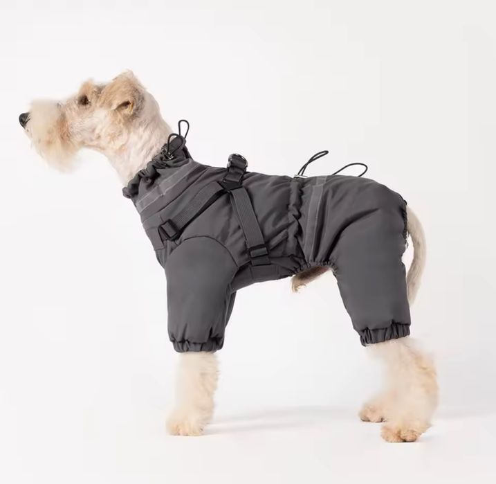 Теплий, сірий, зимовий комбінезон для собак 2xl. Куртка, зимовий одяг