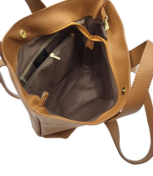 Torba Laura Biaggi skóra naturalna A4 karmel