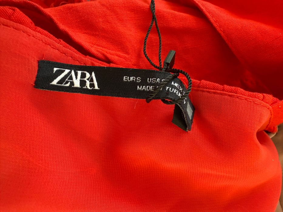 Zara czerwony topik boho romantyczny