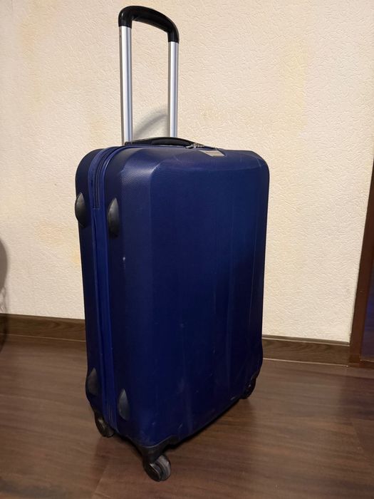 Zestaw walizek duża mała pucinni  niebieski komplet walizek podróżnych
