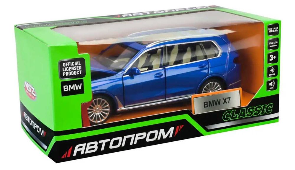 Машинка металева BMW X7 модель 1:32 ліцензійна інерційна 16,5 см