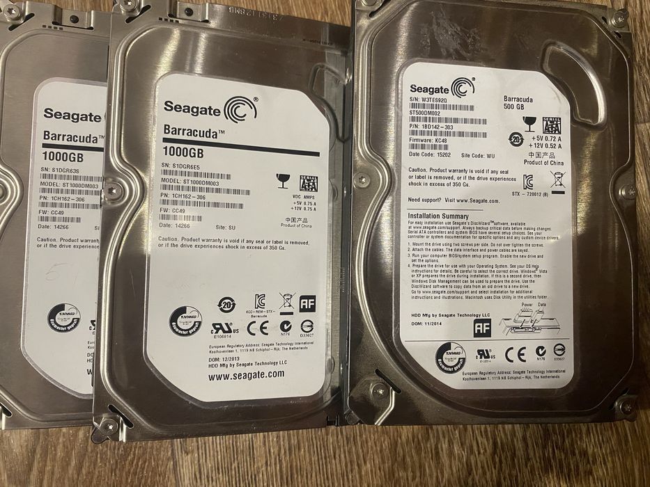 Жорсткий диск SATA 3,5” 1TB, 500GB