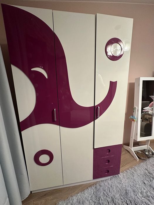 Komplet mebli dziecięcych dziewczynka połysk komody szafa lozko