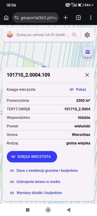 Działka rolną przy drodze asfaltowej