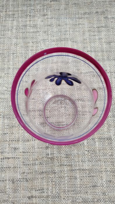 Przeźroczysty wazon stylizowany ręcznie malowany 15cm używany