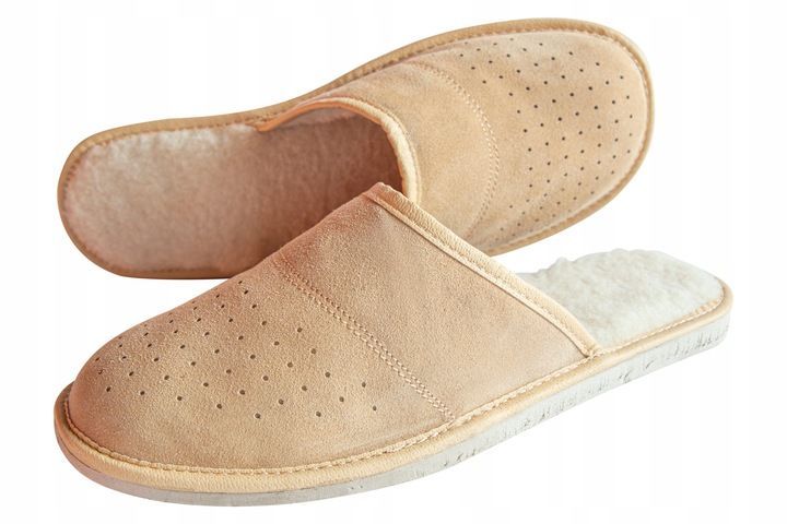 Ciepłe Pantofle Kapcie Męskie Wełniane Zimowe Wygodne 40-46